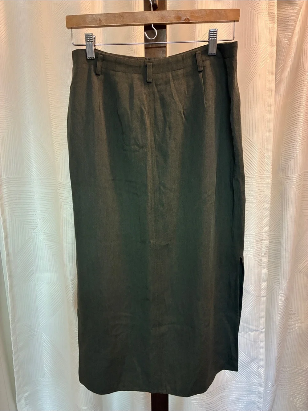 Ann Taylor Olive Green Button-Front Maxi Skirt
